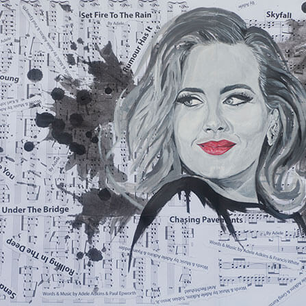 iamCStlouis Adele Acrylic on Sheet Music Collage