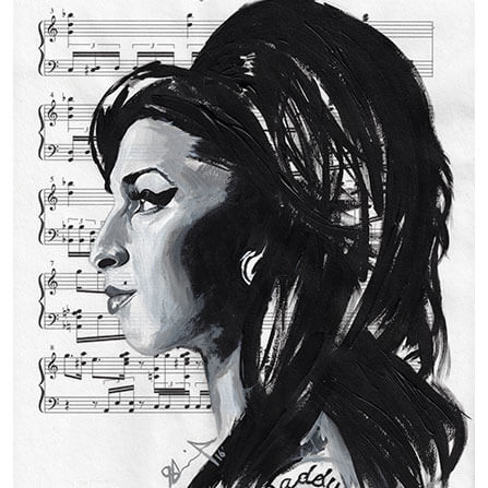 iamCStlouis Amy Winehouse Acrylic on Sheet Music Painting