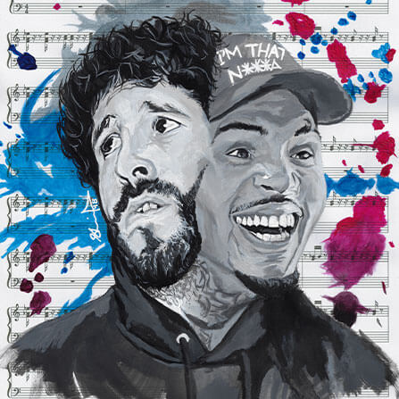 iamCStlouis Chris Brown and Lil Dicky Acrylic on Sheet Music Painting