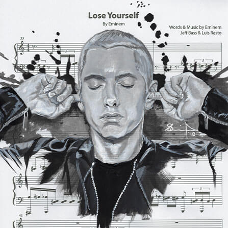 iamCStlouis Eminem Acrylic on Sheet Music Painting