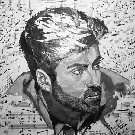 iamCStlouis George Michael Acrylic on Sheet Music Collage