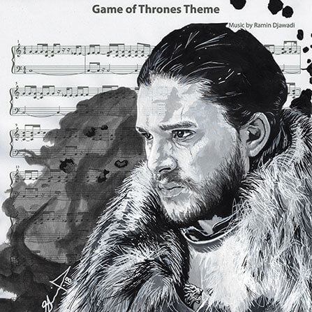 iamCStlouis Game of Thrones Jon Snow Acrylic on Sheet Music Painting
