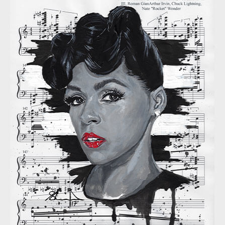 iamCStlouis Janelle Monae Acrylic on Sheet Music Painting