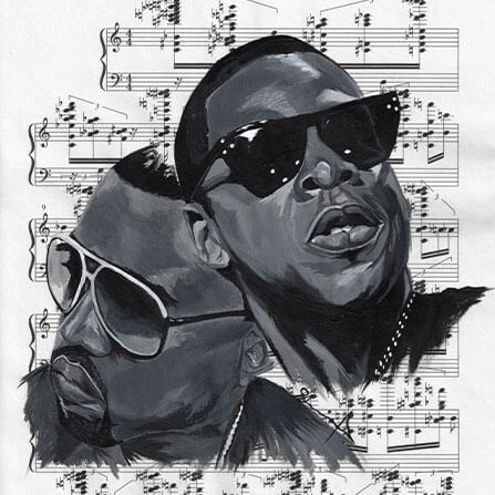 iamCStlouis N****s In Paris Acrylic on Sheet Music Painting
