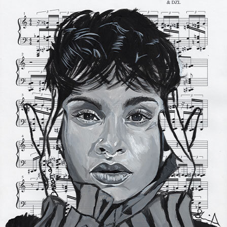 iamCStlouis Kehlani Acrylic on Sheet Music Painting