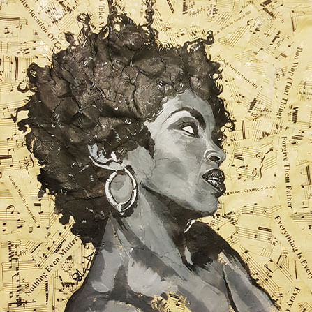 iamCStlouis Lauryn Hill Acrylic on Sheet Music Collage