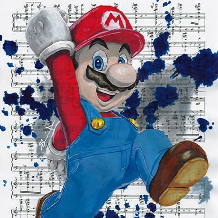 iamCStlouis Super Mario Acrylic on Sheet Music Painting